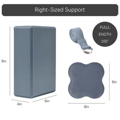 2 Yoga Blocks Supportive including 2 Knee Pads, 2 With Strap To Put Less Weig…