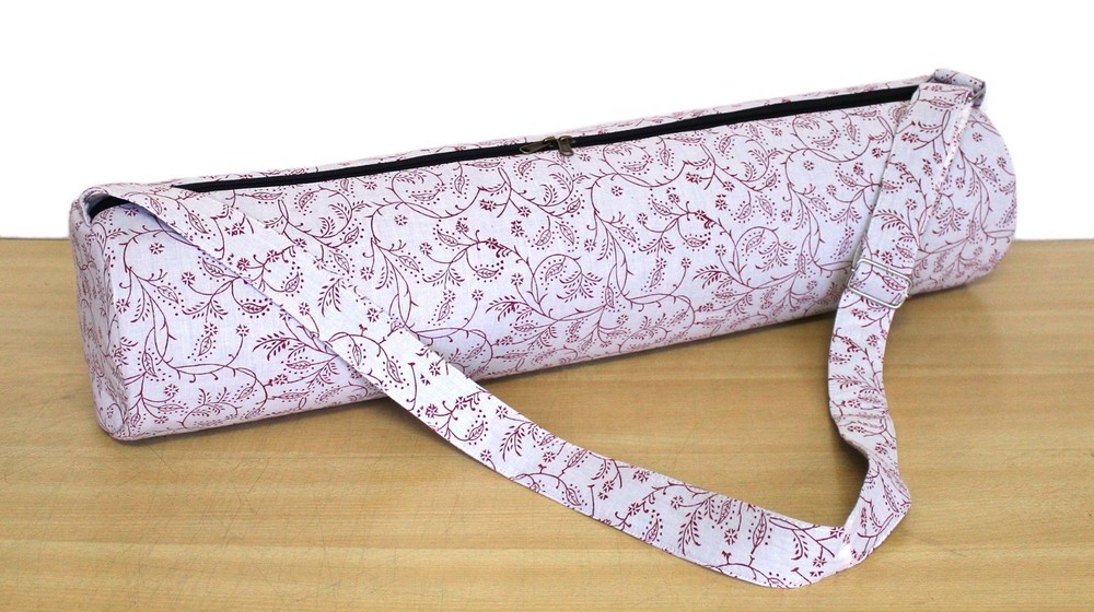 Indian White Floral Yoga Mat Carrier Bag Mandala Large Shoulder Strap