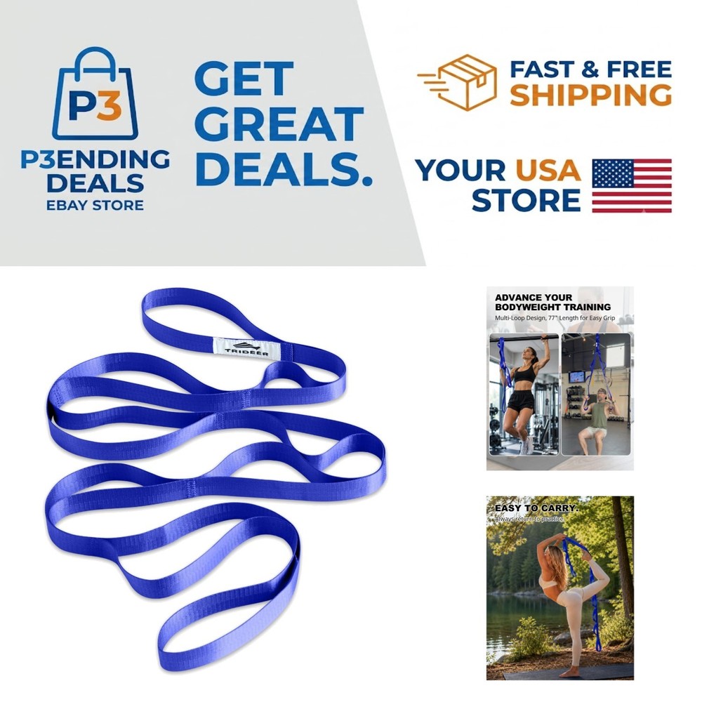 Durable Polyester Stretching Strap with Loops for Enhanced Mobility Training