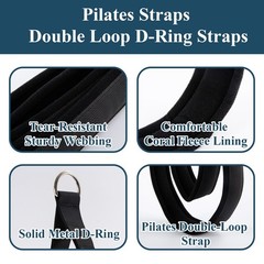 2 Pack Pilates Reformer Straps with Soft Padding – Double Loop D-Ring Accesso…