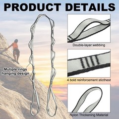 25KN Daisy Chain Yoga Extend Belt 1.5M, 2Pcs Climbing Straps for Exercise, Grey