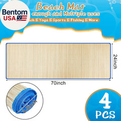 4 Packs Straw Beach Mat Waterproof Non Slip Straw Mat Foldable Lightweight Picni