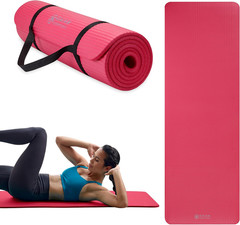 Gaiam Yoga Mat, Pilates & Exercise Mat, Thick 2/5″ (10Mm) Workout Mat with Easy-