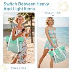 Waterproof Beach Bags for Women – Machine Washable Travel Medium Mint Green