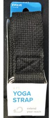 Evolve Yoga Strap Black 6 Feet Machine Washable 100% Polyester Durable D-Ring