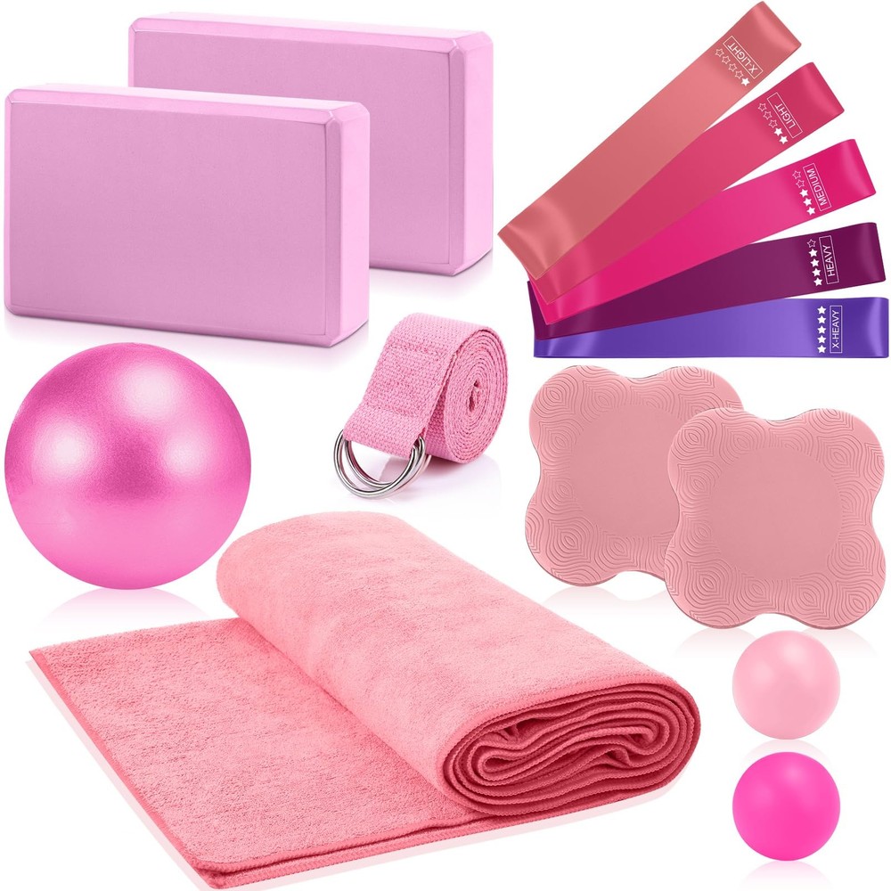 14 Pcs Yoga Kits for Home Workouts Pilates Equipment Set for Women Beginners,…