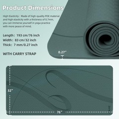 Yoga Mat High Density Exercise Mat, 76″x32″x0.27″Thick Wide & Large Yoga Mat …