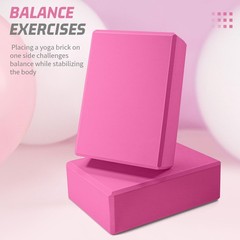 Yoga Blocks 2 Pack 3x6x9IN Foam Block Supportive Latex-with Stretch Band, Non…