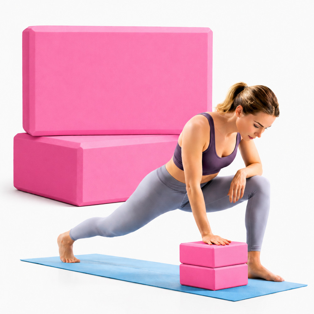 Yoga Blocks 2-Pack – High Density Foam Yoga Bricks for Balance & Stretching
