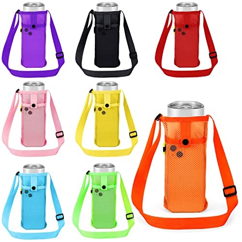 Water Bottle Sling Holder with Adjustable Shoulder 11 x 4 Inch 8 Bright Colors