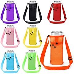 Water Bottle Sling Holder with Adjustable Shoulder 11 x 4 Inch 8 Bright Colors