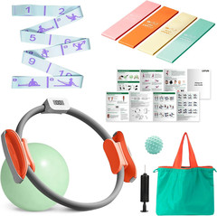 Pilates Equipment Kit with Smart Counter Ring – 14″ Pilates Ring and Ball Set wi