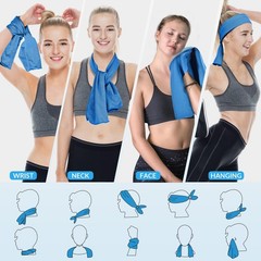 ExTowel Excellent Cooling Towel 4 Pack 40″x12″, Instant 4 Light Blue