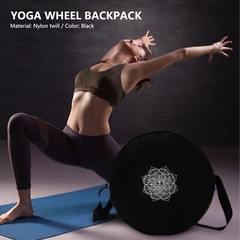 Yoga Wheel Bag Nylon Black Mandala Flower 36x14cm Yoga Circle Bag for Yoga6057