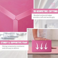 Yoga Blocks 2 Pack 3x6x9IN Foam Block Supportive Latex-with Stretch Band, Non…