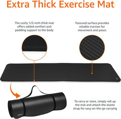 1/2 Inch Extra Thick Exercise Yoga Mat with Carrying Strap 1/2- Free Delivery –