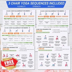 Chair Yoga for Seniors Book and Chart – Gentle Seated Yoga, 30-Day Challenge