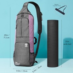 Yoga Mat Bag Carrier – Large Pockets & Water Bottle Holders. Yoga Purple