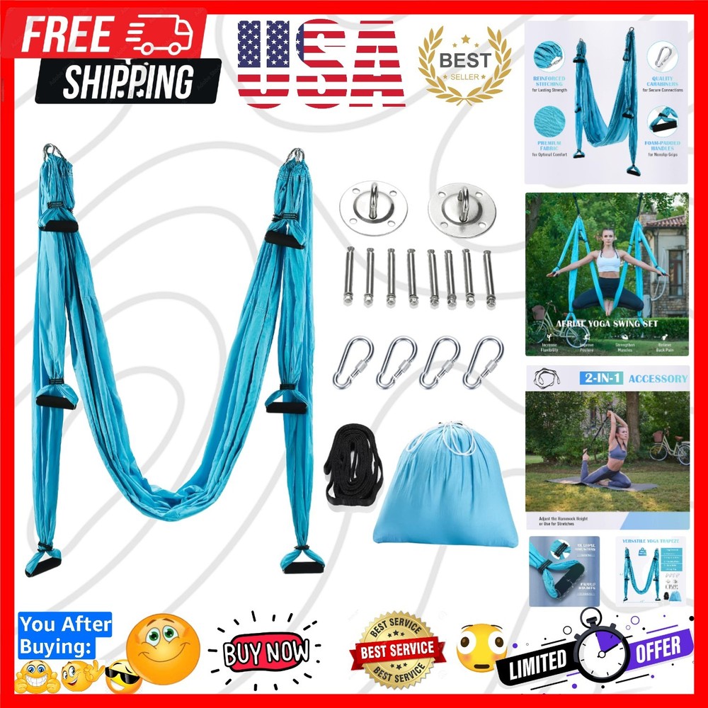 Aerial Yoga Swing Sling Strong Yoga Hammock Kit Set Trapeze Inversion Equipme…