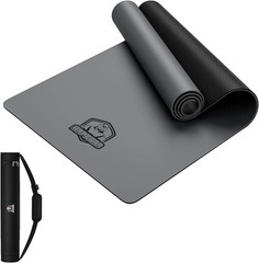 HAPBEAR Large Yoga Mat 72″x30″ – 5mm Thick PU Top & Rubber Bottom – Non-Slip Wid