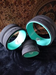 Yoga Wheel Set of 3 Black Aqua Hard Foam Spine Indentation
