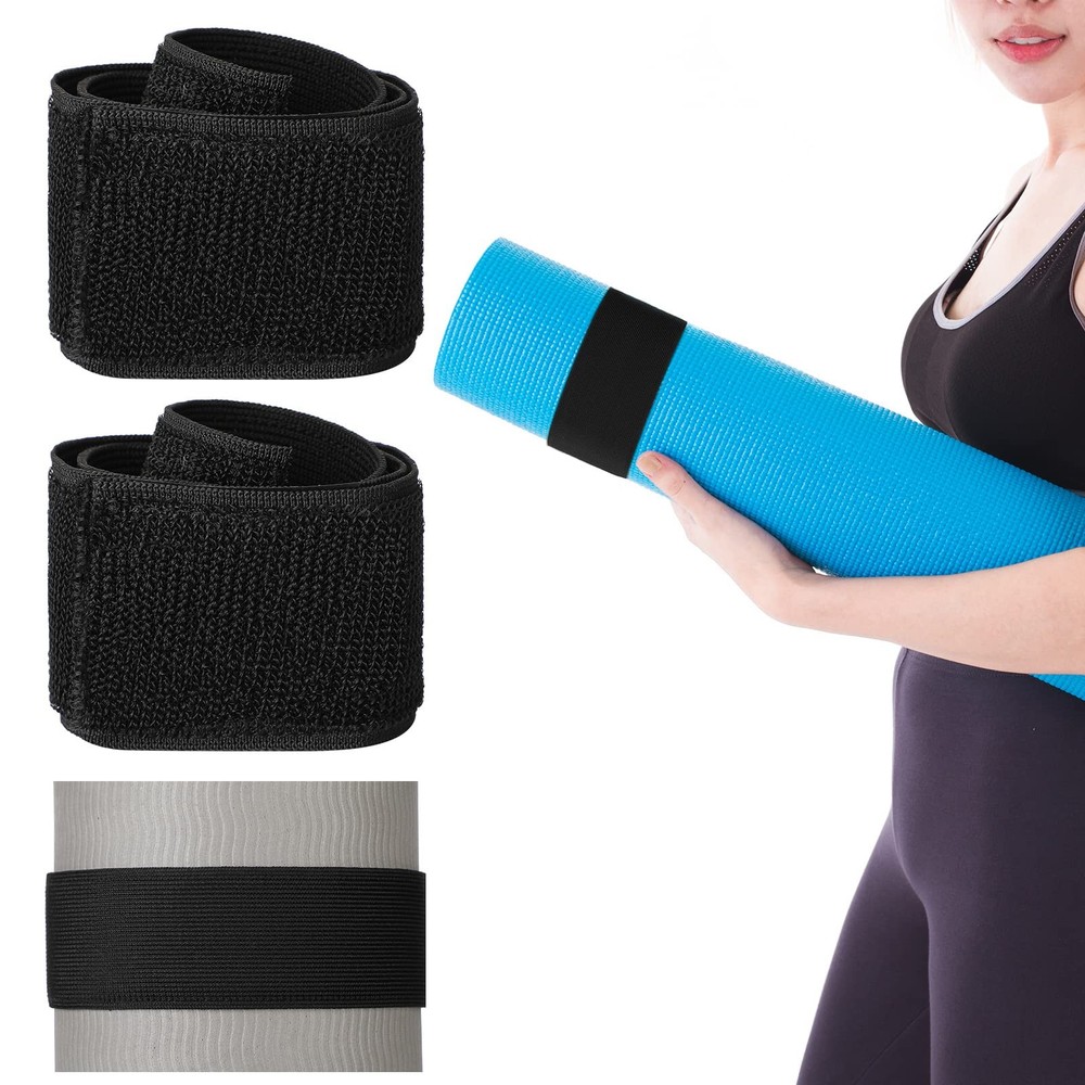 Honoson 4 Pcs Nylon Yoga Mat Strap Stretchable 23 x 2 x 1.37 inches, Black