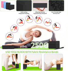 Yoga Mat Thick, 6 Fabric Resistance Bands, 2 Pack Yoga Blocks, Home Workout Equi