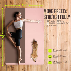 Extra Wide Large Yoga Mat 6’X4″ – Thick Exercise Mats for Home Workouts
