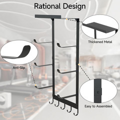 Yoga Mat Holder Wall Mount, Black Yoga Mats Storage Rack, Home Gym Storage with