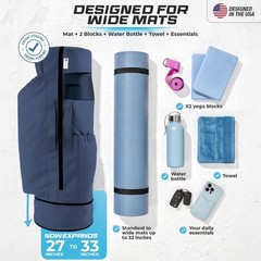 Yoga Mat Bag with Pockets & Adjustable Strap – Fits Mats & Accessories, 32″ L