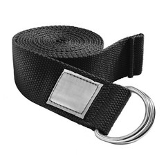 7-1/2′ Woven Cotton Blend Yoga Strap – Stretching Exercise Prop Belt – Black