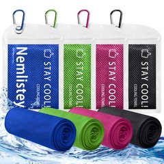 Nemlistey 4 Pack Cooling Towels, Soft 40 x 12 inches, Blue/Green/Pink/Black