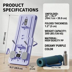 HanTai Foldable Pilates Reformer Set 6in1 Home Sliding Fitness Board Purple