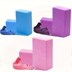1 Set Yoga Block with Strap Foam Yoga Block Yoga Block Pilates Fitness