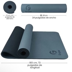 Gruper TPE Non-Slip Yoga Mat 72×24 Blue/Black Rectangle w/ Carrying Bag