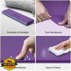 HAHE Extra Wide Folding Exercise Mat 75″x40″x0.4″ TPE Fitness Mat, High Densi…