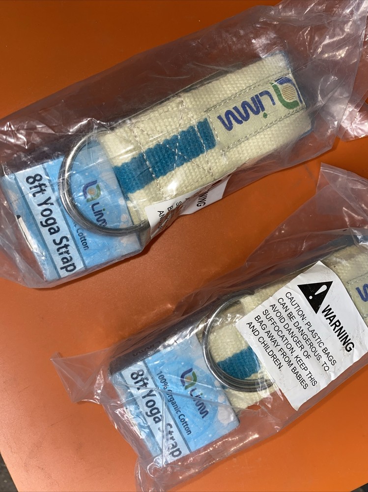2 Yoga Strap 8ft 100% Organic Cotton Pilates 244cm x 3.8cm Brand New Sealed