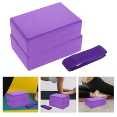 3Pcs Lightweight Eva Foam Yoga Blocks with Strap Durable Portable Kit