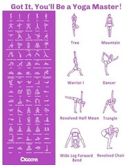Instructional Travel Yoga Mat with 75 Asanas Poses & Exercises – Purple/Blue