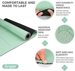 Yoga Mat Non Slip TPE Thick Yoga Mat with Alignment Mark, Large Size 72″L x 3…