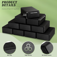 20 Pcs High Density Non-Slip Foam Yoga Blocks for All Levels – Black