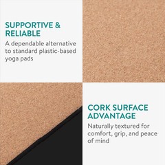Cork Yoga Knee Pad Non Slip Exercise Mats 0.2″ 6mm Extra Thick Yoga Mat Padding