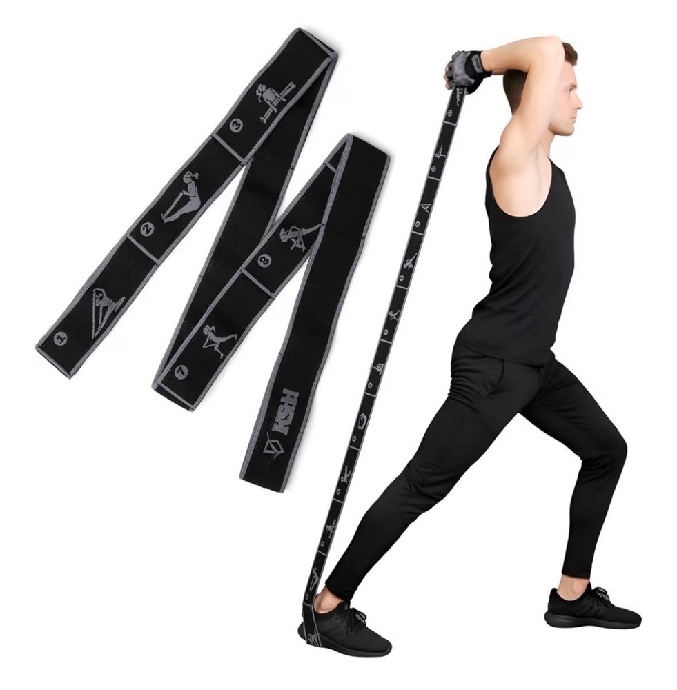 KSDD Elastic Yoga Strap with 11 Loops – Premium Stretch Band for Flexibility