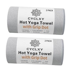 2 Pack Hot Yoga Towel with Grip Dot，Stickyfiber Yoga Mat 72.00″ x 26.50″ Gray