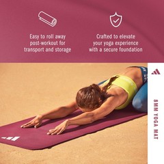 adidas Yoga Mat – Eco Friendly – Non Slip, Durable Textured Surface, 8mm 8 mm