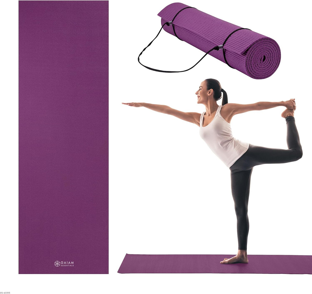 1/4″ Thin (6Mm) Yoga & Pilates, Fitness & Exercise Mat with Easy-Cinch Carrier S