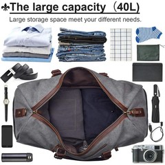 Travel Duffel Bag Large Canvas Duffle Bag for Men Women Leather Weekender Ove…