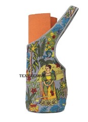 Handmade Cotton Yoga Mat Bag Quilted Frida Kahlo Print Sling Shoulder Carrier