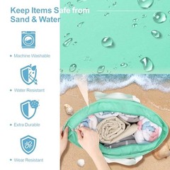 Waterproof Beach Bags for Women – Machine Washable Travel Medium Mint Green