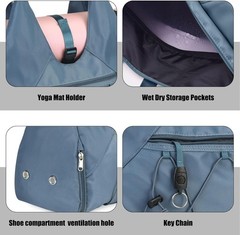 Gym Bag For Women With Yoga Mat Holder & Shoe Compartment & Wet Dry Storage P…